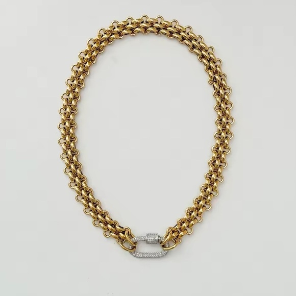 Double Link 18K Gold Stainless Steel Elegant Gold Chain Necklace - Picture 8 of 10